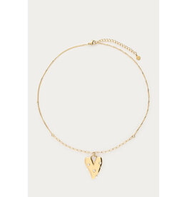 My Jewellery My jewellery | Ketting met groot hart en imitatieparels - goud