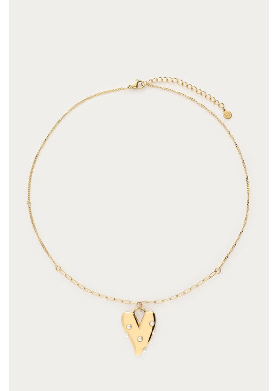 My Jewellery My jewellery | Ketting met groot hart en imitatieparels - goud