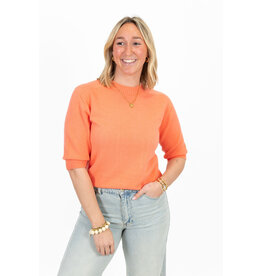 21Jewelz Fijn gebreid truitje met korte mouw - koraal
