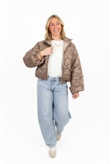 21Jewelz Gewatteerd jasje met uitlopende mouw - taupe