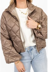 21Jewelz Gewatteerd jasje met uitlopende mouw - taupe