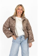 21Jewelz Gewatteerd jasje met uitlopende mouw - taupe