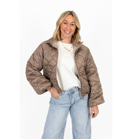 21Jewelz Gewatteerd jasje met uitlopende mouw - taupe