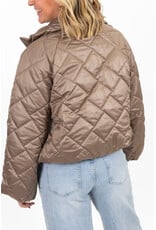 21Jewelz Gewatteerd jasje met uitlopende mouw - taupe