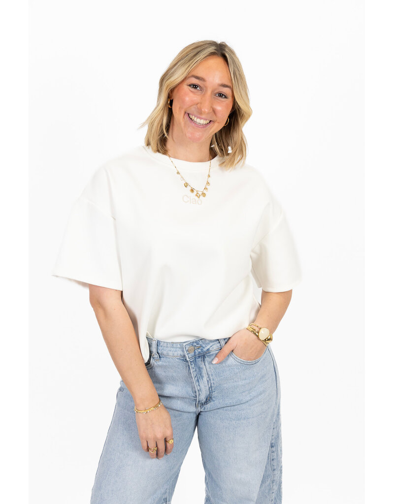21Jewelz Boxy shirt met tekst "Ciao" - wit