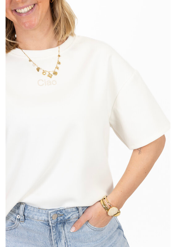 21Jewelz Boxy shirt met tekst "Ciao" - wit
