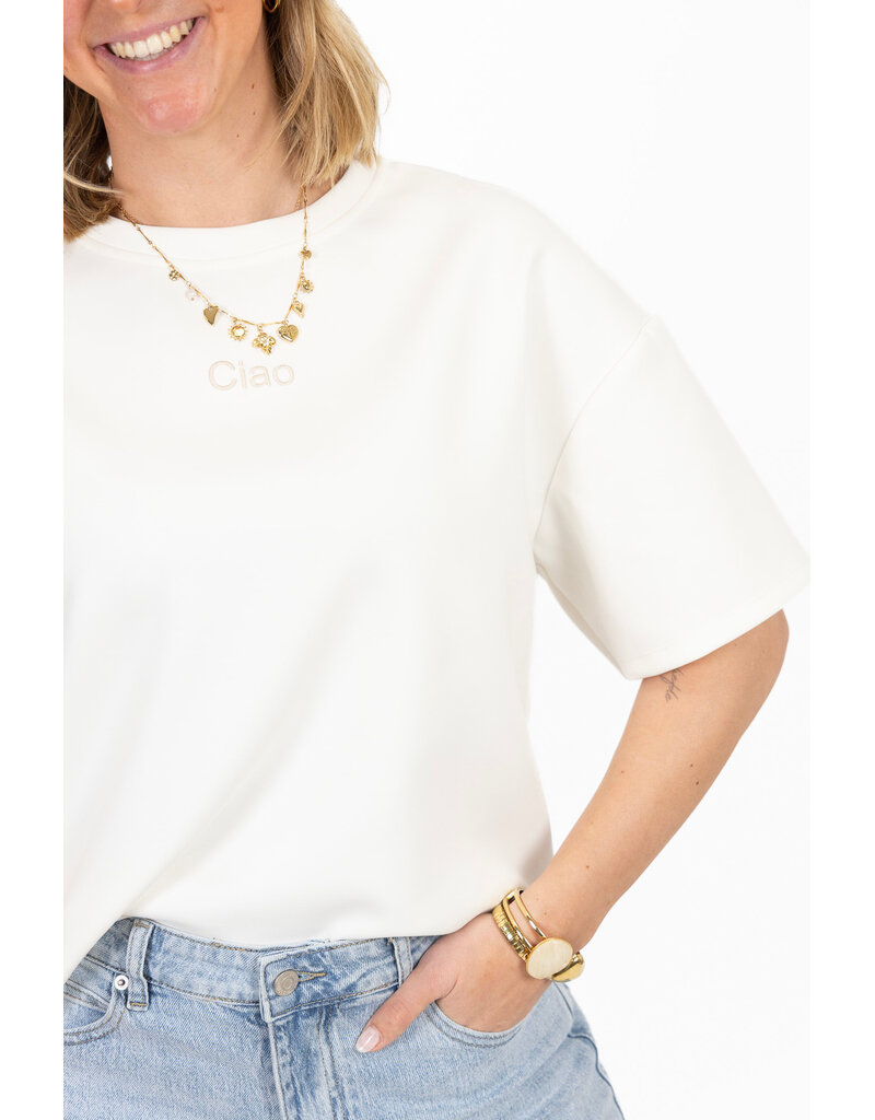 21Jewelz Boxy shirt met tekst "Ciao" - wit