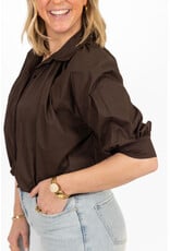 21Jewelz Effen blouse met driekwart pofmouw - bruin