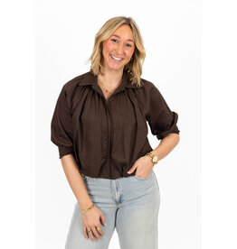 21Jewelz Effen blouse met driekwart pofmouw - bruin