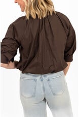 21Jewelz Effen blouse met driekwart pofmouw - bruin