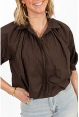 21Jewelz Effen blouse met driekwart pofmouw - bruin