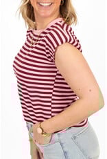 21Jewelz Gestreepte top met schoudervulling - roze/bordeaux