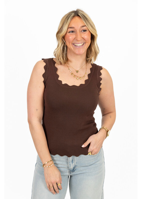21Jewelz Basic zigzag top - bruin