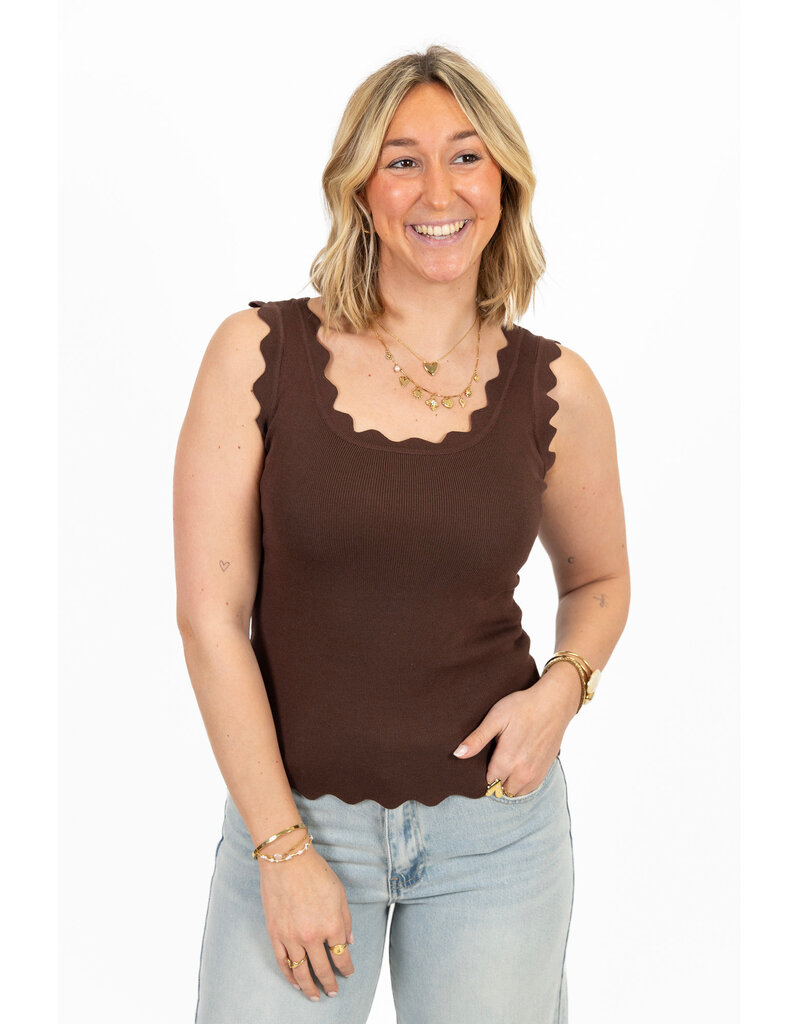21Jewelz Basic zigzag top - bruin