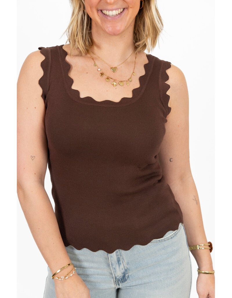 21Jewelz Basic zigzag top - bruin