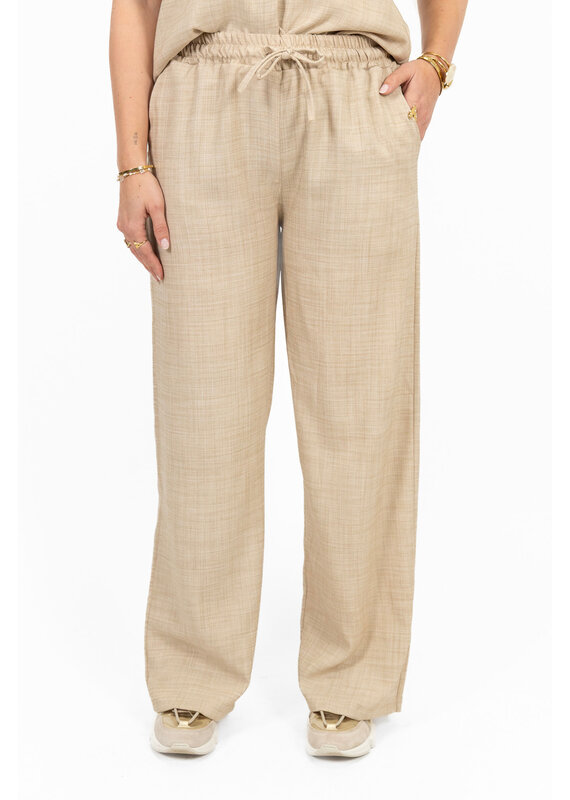 21Jewelz Linnenlook jogger met elastiek - beige