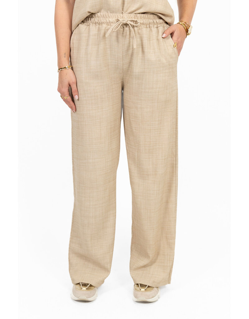 21Jewelz Linnenlook jogger met elastiek - beige