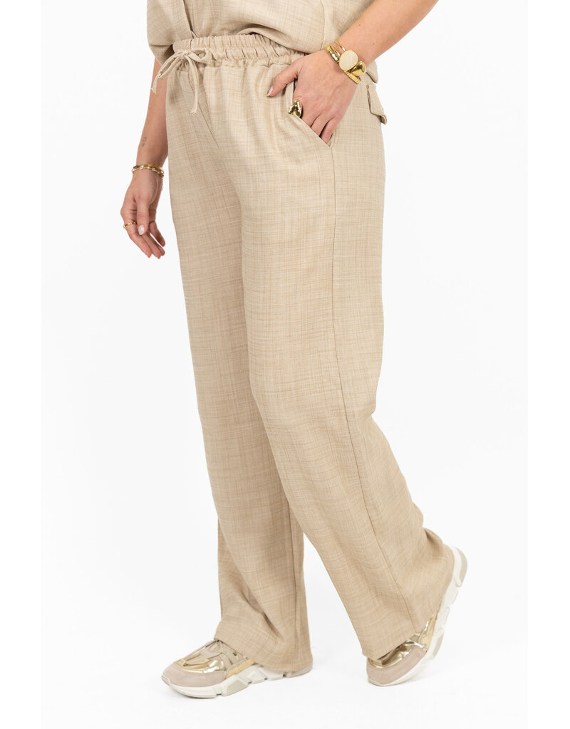 21Jewelz Linnenlook jogger met elastiek - beige