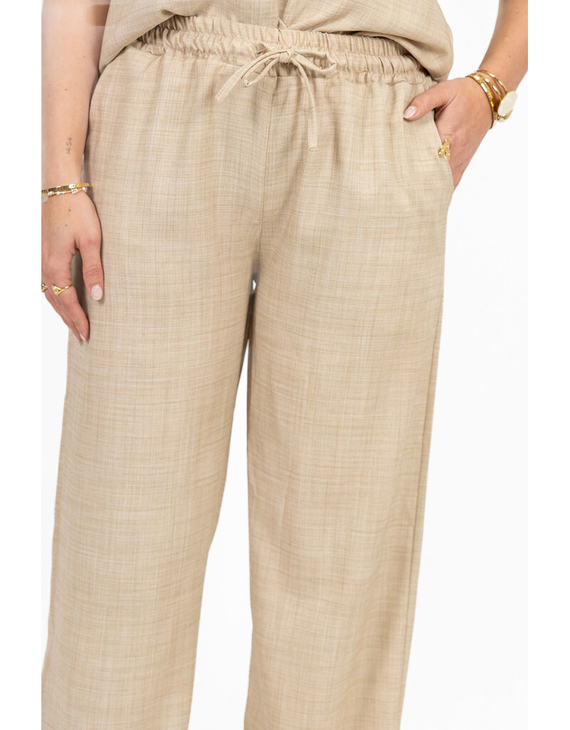 21Jewelz Linnenlook jogger met elastiek - beige