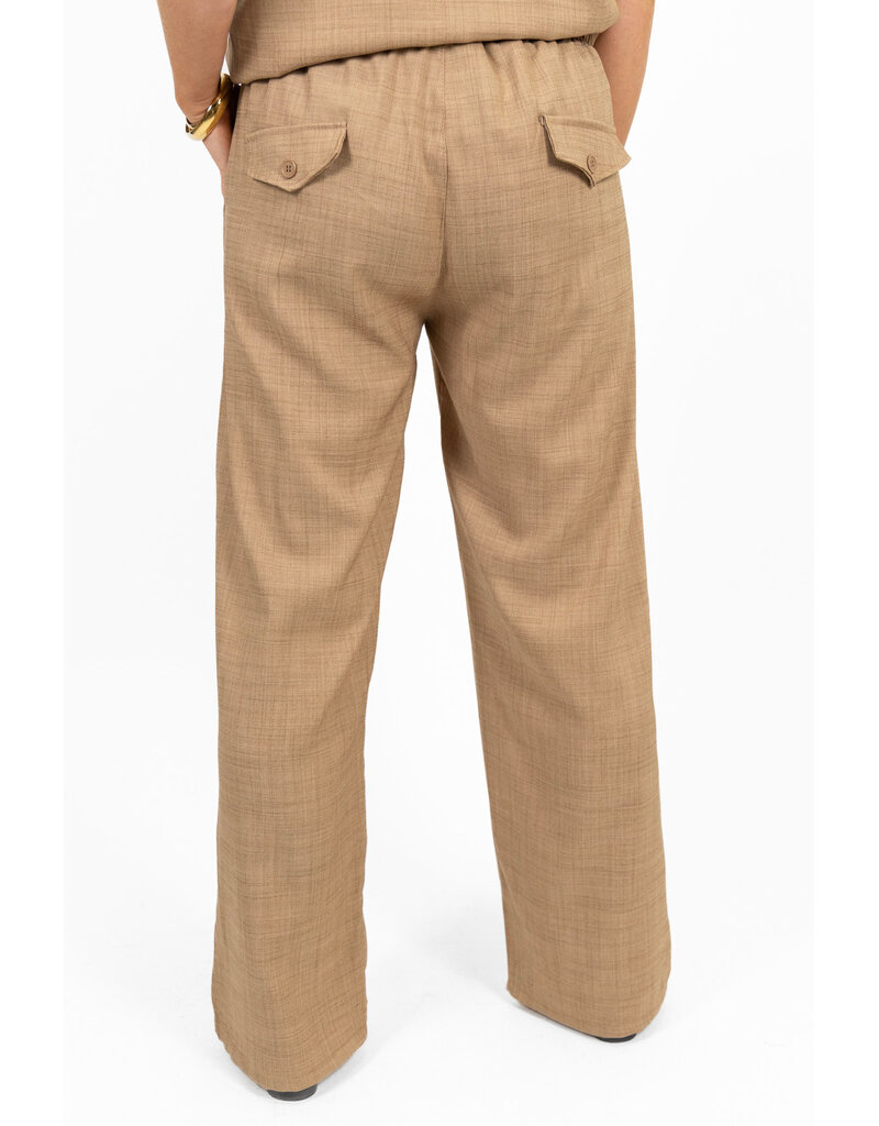 21Jewelz Linnenlook jogger met elastiek - donker beige