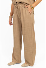 21Jewelz Linnenlook jogger met elastiek - donker beige