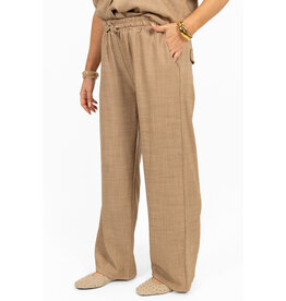 21Jewelz Linnenlook jogger met elastiek - donker beige