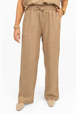 21Jewelz Linnenlook jogger met elastiek - donker beige