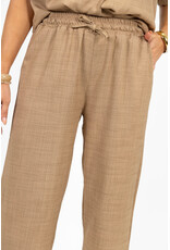 21Jewelz Linnenlook jogger met elastiek - donker beige