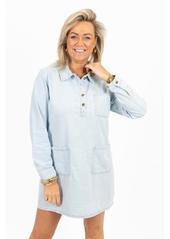 21Jewelz Denim jurkje met kraagje - lichtblauw