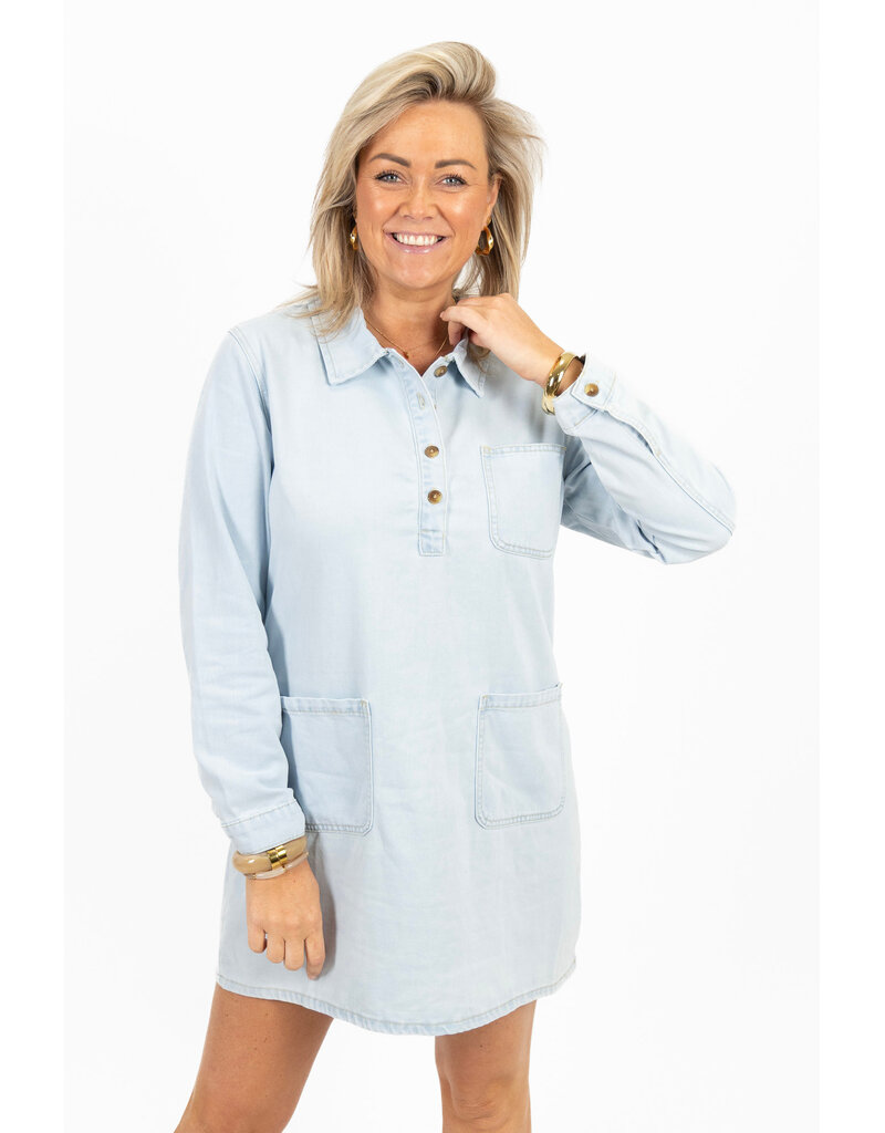 21Jewelz Denim jurkje met kraagje - lichtblauw