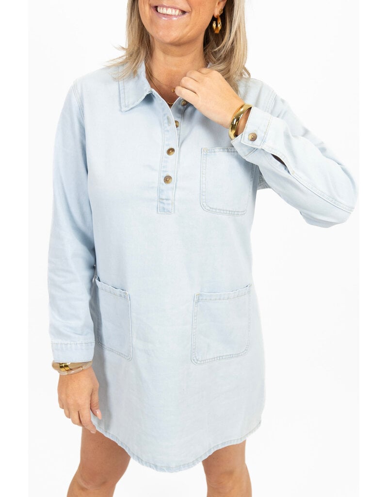 21Jewelz Denim jurkje met kraagje - lichtblauw