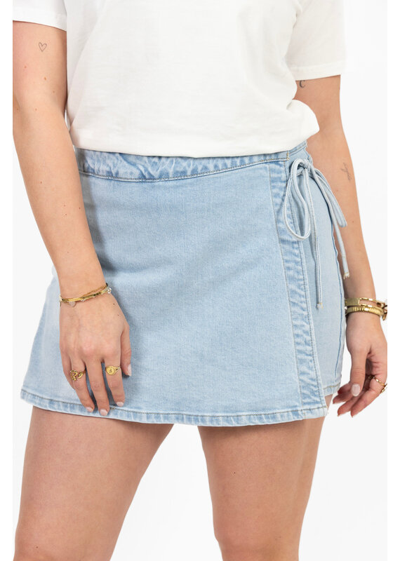 21Jewelz Denim skort met strik - lichtblauw