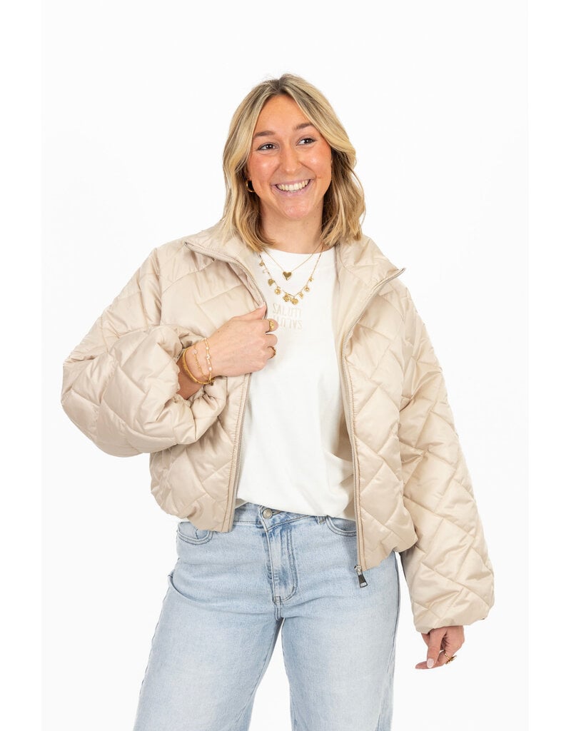 21Jewelz Gewatteerd jasje met uitlopende mouw - beige