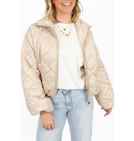 21Jewelz Gewatteerd jasje met uitlopende mouw - beige