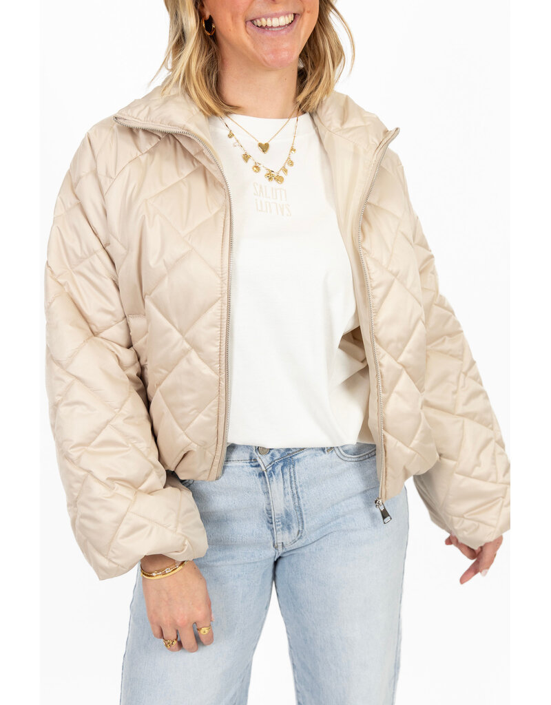 21Jewelz Gewatteerd jasje met uitlopende mouw - beige