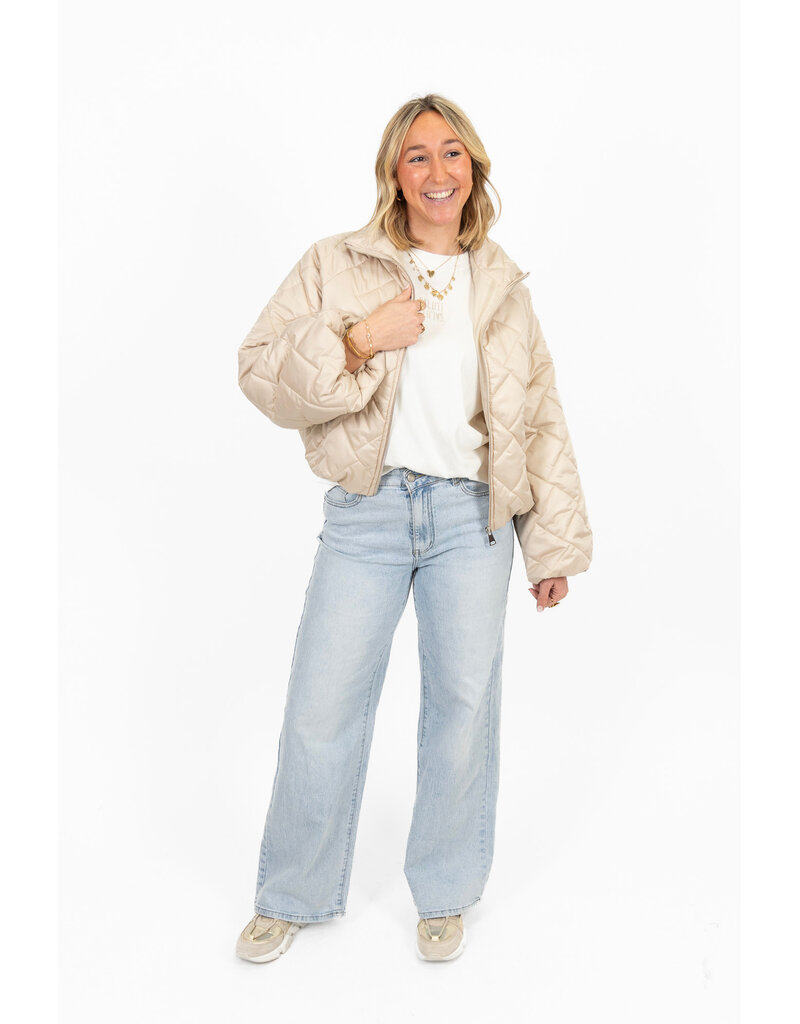 21Jewelz Gewatteerd jasje met uitlopende mouw - beige