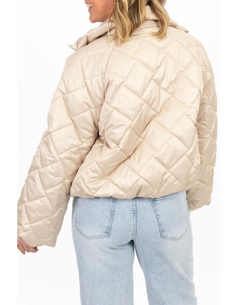 21Jewelz Gewatteerd jasje met uitlopende mouw - beige