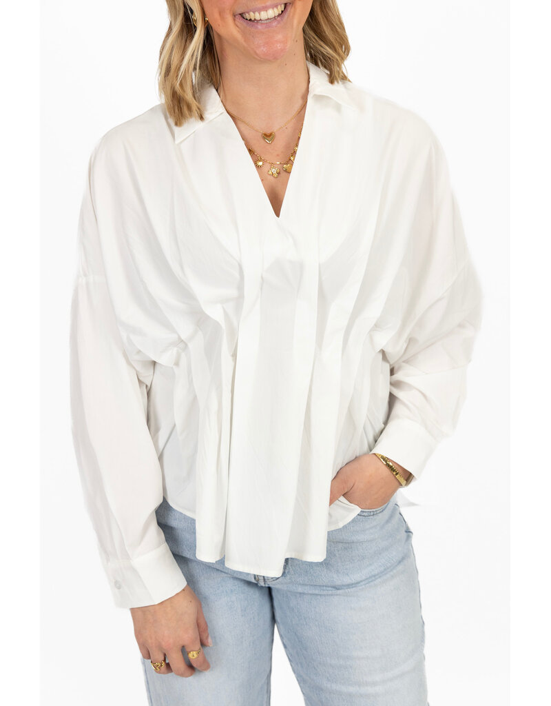 21Jewelz Effen blouse met plooien - wit