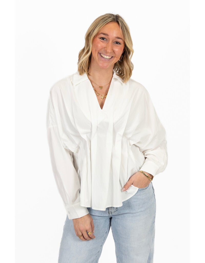 21Jewelz Effen blouse met plooien - wit