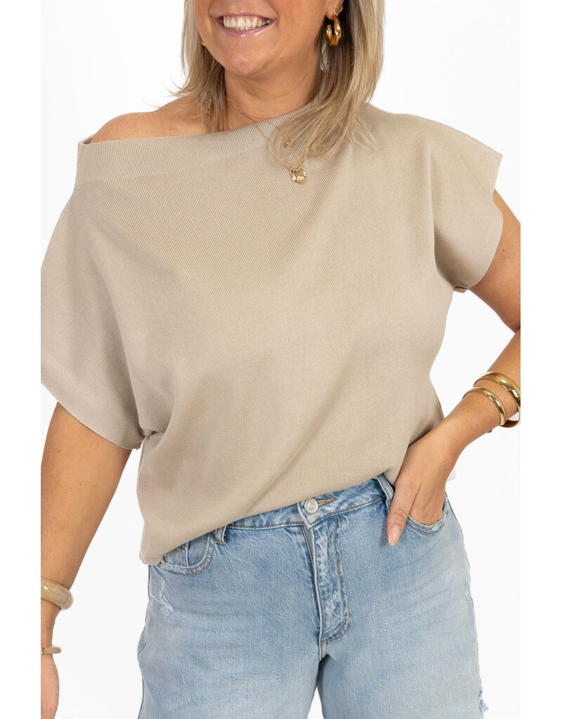 21Jewelz Top met boothals - taupe