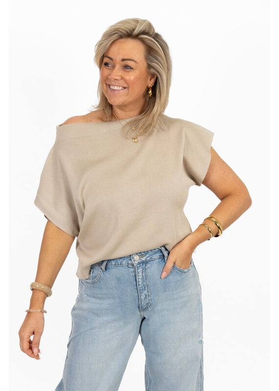 21Jewelz Top met boothals - taupe