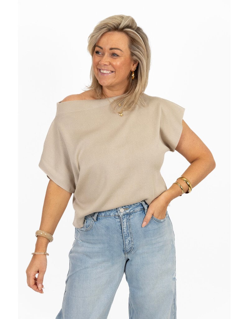 21Jewelz Top met boothals - taupe