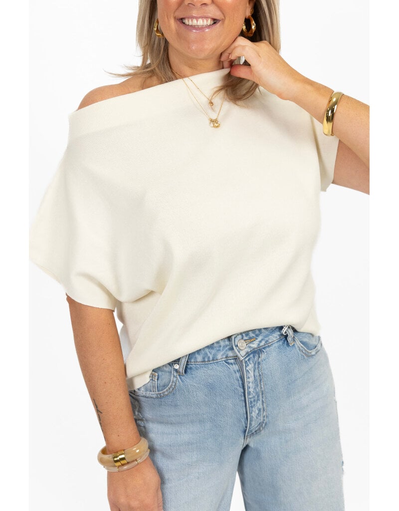 21Jewelz Top met boothals - ecru