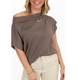 21Jewelz PRE ORDER Top met boothals - bruin