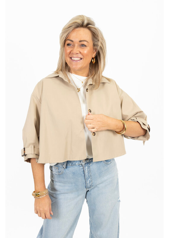 21Jewelz Losvallende  korte trenchcoat - donker beige