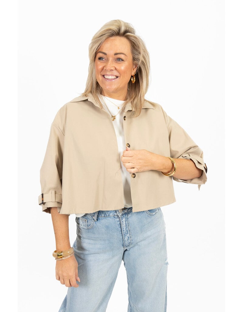 21Jewelz Losvallende  korte trenchcoat - donker beige