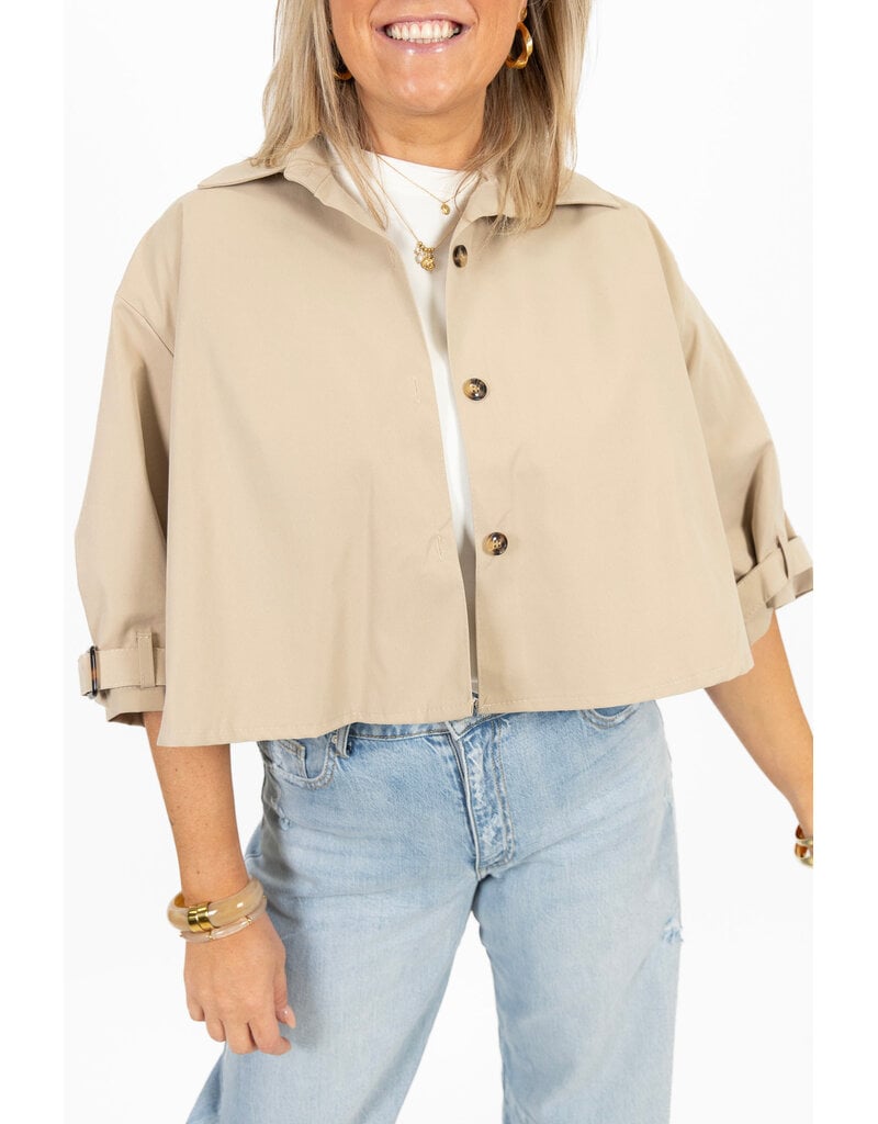 21Jewelz Losvallende  korte trenchcoat - donker beige