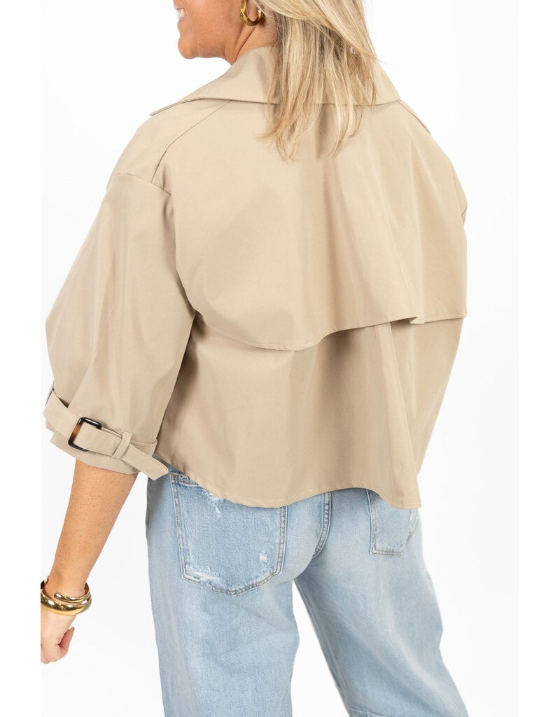 21Jewelz Losvallende  korte trenchcoat - donker beige