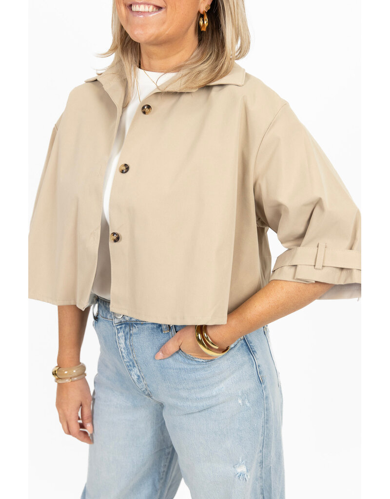 21Jewelz Losvallende  korte trenchcoat - donker beige