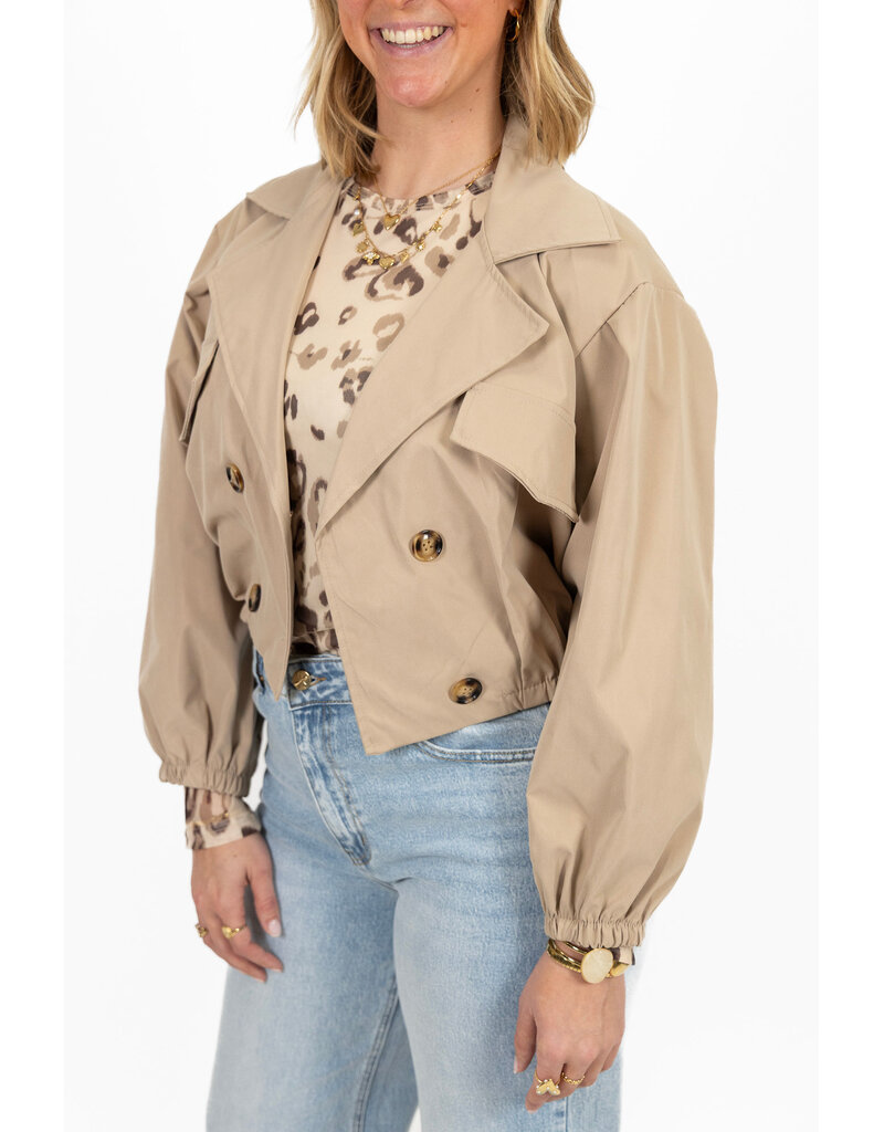 21Jewelz Cropped trenchcoat - donker beige
